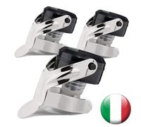 Euposia - Made in Italy - Set 2 Pezzi - Stopper Universale Vino & Champagne con BLOCKWAF System fino a 6 Atm. - In Acciaio Cromato - Modello 1920 COLOR con Aletta INOX - (Nero)