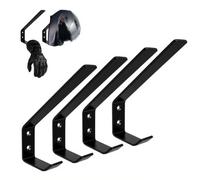 euppd 4 Pezzi Portacasco da Parete per Moto: Acciaio inossidabile Portacasco da Parete, con Viti e Ancoraggio, Nero Senza foro, per Casco da moto, Giacca, Guanti, Porta Casco Moto da Parete