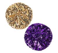 EUPSIIU 2 Pezzi Berretto da Donna Scintillante con Paillettes Luccicanti Berretto, Cappello, Luccicanti e Berretto Colorato per Pendolari, Berretto da Basco alla Moda, Taglia Unica (Viola, Oro)