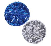 EUPSIIU 2 Pezzi Berretto da Donna Scintillante con Paillettes Luccicanti Berretto, Cappello, Luccicanti e Berretto Colorato per Pendolari, Berretto da Basco alla Moda, Taglia Unica (Blu, Argento)