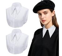 EUPSIIU 2 Pezzi Colletto Finto Donna, Colletto Finto per Camicetta Staccabile, Colletto Camicia Finto Elegante Falso Mezzo Camicia Colletto per Il Colletto della Camicetta da Ufficio (Bianco)