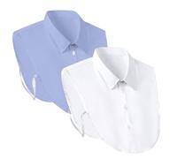 EUPSIIU 2 Pezzi Colletto Staccabile Camicia Donna, Falso Mezza Camicia Camicetta Staccabile in Cotone, Falso Collare Colletto Camicia Falso Mezzo Camicia Colletto