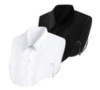 EUPSIIU 2 Pezzi Colletto Staccabile Mezza Camicia da Donna in Cotone, Falso Mezzo Camicetta, Facile da Indossare, Collare Colletto Falso