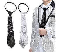 EUPSIIU 2 Pezzi Cravatta con paillettes per Adulti Bambini Accessori per Travestimento Paillettes Donna Uomo Cravatta Costume Decorazione per Feste a Tema, Matrimoni, Banchetti Carnevale (2PCS)