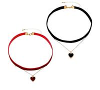 EUPSIIU 2 Pezzi Donna Ragazze Choker Collana di Velluto Collana, Gotico Collare, Regolabile Anello Catena Choker in Velluto, Collane Girocollo per Varie Occasioni come Vita Quotidiana (Nero, Rosso)