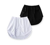 EUPSIIU 2 Pezzi Estensori per Camicia da Donna, Estensore Camicie Regolabile a Strati Falsi, Stratificazione Estensore Mini Gonna Moda Minigonna Orlo Finto per Donne Ragazze (Bianco, Nero)