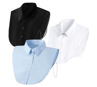 EUPSIIU 3 Pezzi Colletto Staccabile Camicia Mezza Staccabile da Donna, Falso Mezzo Camicia Camicetta Facile da Indossare, Cotone Collare Colletto Camicia Falso Mezzo Camicia Colletto(Cotone, 3PCS)