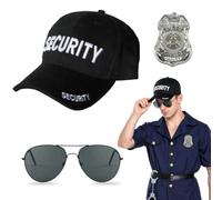 EUPSIIU 3 Pezzi Police Costumi, Poliziotto Accessori per costumi Sicurezza Cappello Occhiali da sole Distintivo Della Polizia Poliziotto Detective per Cop Swat Costume Feste a Tema Dress up