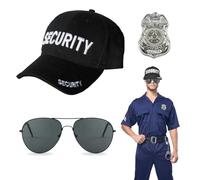 EUPSIIU 3 Pezzi Police Costumi, Poliziotto Accessori per costumi Sicurezza Cappello Occhiali da sole Distintivo Della Polizia Poliziotto Detective per Cop Swat Costume Feste a Tema Dress up (3PCS)
