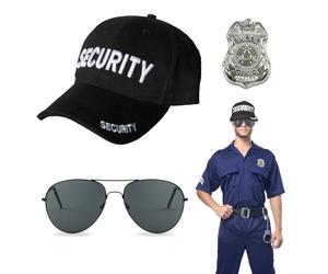 EUPSIIU 3 Pezzi Police Costumi, Poliziotto Accessori per costumi Sicurezza Cappello Occhiali da sole Distintivo Della Polizia Poliziotto Detective per Cop Swat Costume Feste a Tema Dress up (3PCS)
