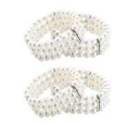 EUPSIIU 4 Pezzi Braccialetto, Braccialetto con Perle Finte Anni 20, Ccessori Anni 20 Donna, Accessorio per Costume da Gatsby, Great Gatsby Accessori per la Festa Degli Anni '20 Ballo (Bianco)