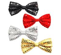 EUPSIIU 4 Pezzi Papillon Scintillante Preannodato Papillon con Paillettes, Papillon Regolabile Fancy Dress Party Papillon Costume Decorazione Papillon da Uomo per Feste, Matrimoni, Banchetti (4PCS)