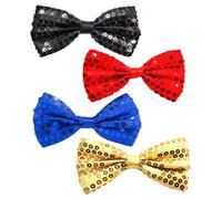 EUPSIIU 4 Pezzi Papillon Scintillante Preannodato Uomo Papillon con Paillettes, Papillon Regolabile Fancy Dress Papillon Costume Decorazione Papillon da Uomo per Feste, Matrimoni, Banchetti (4PCS)