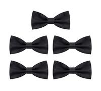 EUPSIIU 5 Pezzi Papillon Uomo, Tinta Unita Papillon, Papillon da Annodare con Gancio, Papillon da Uomo Vintage Regolabile, Uomini E Ragazzi Papillon in Nero Colori per Feste, Matrimonio (Nero) (Nero)