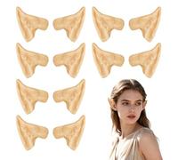 EUPSIIU 6 Paia Orecchie da Elfo, Elfo Cosplay Orecchie Morbide Latex per Bambini e Adulti, Orecchie da Folletto in Lattice per Halloween, Natale, Carnevale, Feste e Cosplay(Beige)