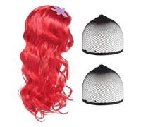 EUPSIIU Parrucca da sirena, per travestimento da principessa, da principessa, sirenetta, rossa, lunga e riccia, per cosplay, per adulti e bambini, a tema sirena, per Halloween, Natale, feste in