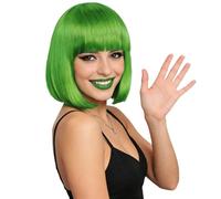 EUPSIIU Verde Parrucche Bob, Corte per Capelli Umani per Donna, Neon Caschetto per Disco Spettacolo Teatrale Festa Carnevale Halloween (Verde)
