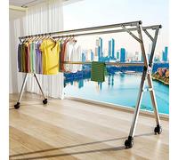 EUPXRHY Stendibiancheria Estensibile, Pieghevole Stendino Balcone Alto per Lenzuola, 1.6m 2m 2.4m Stendipanni Verticale Stendibiancheria Acciaio Inox con Rotelle,240cm 95in