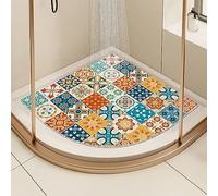EUPXRHY Tappeto Doccia Antiscivolo Angolare, Tappeto Doccia Angolare, Pedana Antiscivolo per Doccia, Luffa in PVC Tappetino Antiscivolo Doccia per Doccia O Vasca da Bagno,A,90x90cm