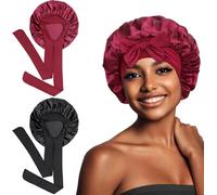 Euqvunn 2 Pezzi Cuffia Seta Capelli Notte, Cuffia Capelli Ricci Notte Con Fascia