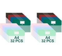 Euqvunn 32 Pezzi Cartellina Portadocumenti A4, 8 Colori - Buste Trasparenti A4 con Bottone a Scatto Impermeabili, Cartelle in PP per Riporre & Organizzare in Ufficio, Scuola, Casa & Viaggio