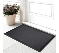 Euqvunn 3D Mesh Tappeto da Esterno, 45 × 75 cm Zerbino da Esterno Antipioggia a Profilo Ribassato, Tappeto Fuori Porta Antiscivolo Facile da Pulire, per Portico Coperto, Ingresso, Patio(nero)