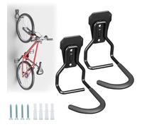 Euqvunn Appendi Bici da Muro - Supporto per Biciclette da Parete resistenti 35KG, Gancio Bici verticale salvaspazio per garage/interni, Compatibile con Bici da Corsa/Mountain (Nero, Set di 2)