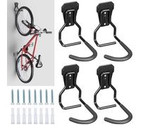 Euqvunn Appendi Bici da Muro - Supporto per Biciclette da Parete resistenti 35KG, Gancio Bici verticale salvaspazio per garage/interni, Compatibile con Bici da Corsa/Mountain (Nero, Set di 4)