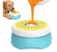 Euqvunn Ciotola anti Ingozzamento per Snack Liquidi, Coperchio a Vite con Meno Perdite, Difficile da Aprire per Cani, 260ml per Yogurt e Brodo, Blu e Giallo
