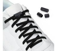 Euqvunn Elastici No Tie Lacci con Chiusura in Metallo per Scarpe, 5 Lacci (2.5 paia), 6mm Elastici delle Scarpe, per Corsa e Sport, Lacci Senza Nodo per Adulti e Bambini (Nero)