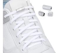 Euqvunn Elastici No Tie Lacci con Chiusura in Metallo per Scarpe, 5 Laccis (2.5 paia), 6mm Elastici Lacci delle Scarpe, per Corsa e Sport, Lacci Senza Nodo per Adulti e Bambini (Bianco)