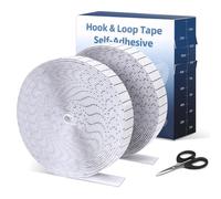 Euqvunn Feltro Adesivo 2 rotoli (8 m x 2 cm), Nastro a Strappo Autoadesivo Forte con Forbici e Griglia - per Montaggio a Parete, Zanzariere, Fai da Te (Bianco)