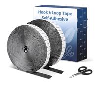 Euqvunn Feltro Adesivo 2 rotoli (8 m x 2 cm), Nastro a Strappo Autoadesivo Forte con Forbici e Griglia - per Montaggio a Parete, Zanzariere, Fai da Te (Nero)