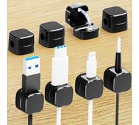 Euqvunn Fermacavi, 8 Pack Magnetic Cable Clips, Cavo Liscio Regolabile, Ferma Cavi Adesivi, Fermacavo per Cavi di Caricabatterie USB per Telefono per Scrivania, Comodino, Auto (Nero)