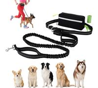 Euqvunn Guinzaglio Mani Libere per Cani con Marsupio - 1,6m a 2,2m, Maniglie Doppie, Guinzaglio Elastico per Cani di Taglia Media, Ideale per Corsa, Passeggiate, Escursioni, Alpinismo & Viaggi