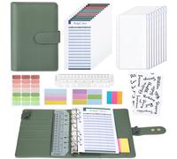 Euqvunn Money Binder, Quaderno Risparmio Soldi A6 con Bustine per Contanti, Chiusure Regolabili Budget Planner, Budget Binder per Organizzatore di Soldi, Portafoglio A6 per Cash Stuffing -Verde Oliva