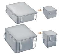 Euqvunn Organizzatore di Autocompressione Ultra Salvaspazio, 2 Pezzi Organizer per Piumone, Organizer di Autocompressione con Finestra Visibile per Traslochi,Viaggi,Biancheria da Letto (Grigio,L+XL)