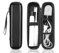 Euqvunn Porta spazzolino da viaggio, compatibile con la maggior parte degli spazzolini elettrici, con rivestimento morbido, doppia cerniera e cinturino per appendere per casa e viaggi (PU)