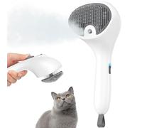 Euqvunn Spazzola a Vapore per Gatti e Cani con Pulsante di Rilascio, [Design Ultra-Silenzioso/Manico Ergonomico] Spazzola a Vapore Ricaricabile per Animali Domestici,Spazzola per Gatti, Cani Conigli