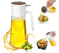 Euqvunn Spruzzino Olio 580 ml, Bottiglia in Vetro 2-in-1 Distributore & Oliera Spray per Cucina, Nebbia Fina & Resistente ai Bloccaggi per Olio d'Oliva, Friggitrice ad Aria, Cucina