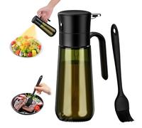 Euqvunn Spruzzino Olio A Nebbia Fine Con Pennello, Oliera Spray In Vetro Oscurato Da 280ml Per Mantenere La Freschezza - Ideale Per Condire Insalate, Cucinare Al Forno E Grigliare