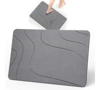 Euqvunn Tappeto da Bagno in Diatomite Antiscivolo 60 x 39 cm - Tappetino in Pietra Assorbente, Antimuffa, Asciugatura Rapida per Bagno, Cucina e Vasca - Grigio