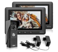 EURA White VDP-45A3 Alpha, videocitofono a 4 Fili, Monitor a Colori da 7", Nero, 2 monitores