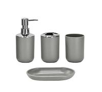 EURDFHY Dispenser per Sapone Bagno Set di Accessori da Bagno in plastica Scopino for WC Portasapone Dispenser for dentifricio Coperchio Basculante Cestino Lavabile for Accessori da Bagno(4PCS C)