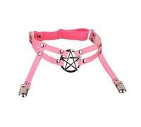 EURDFHY Giarrettiera Sposa Giarrettiera da Matrimonio, Cinturino Regolabile for Gamba con Pentagramma, Cintura Gotica in Pelle PU, Calze Reggicalze Punk Rock(Pink)