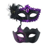 EURDFHY Maschera di Piume Maschere di piume 2 pezzi Coppia dipinta mascherata fiore festa mezza faccia copertura matrimonio carnevale spettacolo costume ballo fine anno(Purple)