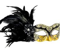 EURDFHY Maschera di Piume Maschere nere for mascherata con piume for donne - Maschera da donna for feste, martedì grasso(Gold and Black)