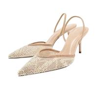 EURDFHY Scarpe da matrimonio per donne Scarpe da sposa String Bead Design Tacchi alti di marca Moda donna Sandali con tacco slingback Elegante(41)