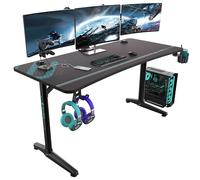 EUREKA ERGONOMIC Scrivania Gaming 152x70 cm Scrivania Gamer PC Grande Tavolo Gaming con Tappetino per Mouse, Portabicchieri, Gancio per le cuffie