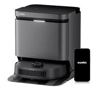 EUREKA J15 Evo Ultra Robot Aspirapolvere e Lavapavimenti, Aspirazione 22.000Pa, Mocio Estendibile 100% Bordi, Autolavaggio/Asciugatura 55°C, 75 Giorni Autonomia, Animali Domestici, Anti-Groviglio,Nero